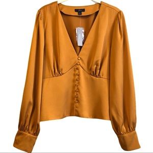 J. Crew blouse gold v-neck buttoned 12